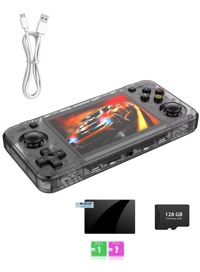  أمباون جهاز ألعاب محمول Retro R36H مع نظام لينكس مفتوح المصدر، معالج Cortex-A35، بطاقة TF بسعة 128 جيجابايت تحتوي على أكثر من 30,000 لعبة كلاسيكية، شاشة IPS بحجم 3.5 بوصة - جهاز ألعاب محمول كلاسيكي باللون الأسود - Image 1