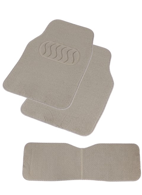 Epsilon Car Mat Set- EPSCM1588/ 3 Piece Pack, Perfect for SUVs Cars, Excellent Floor Grip and Anti-Slip Design/ Stylish Floor Protection, Universal Size and Easy to Clean/ Beige