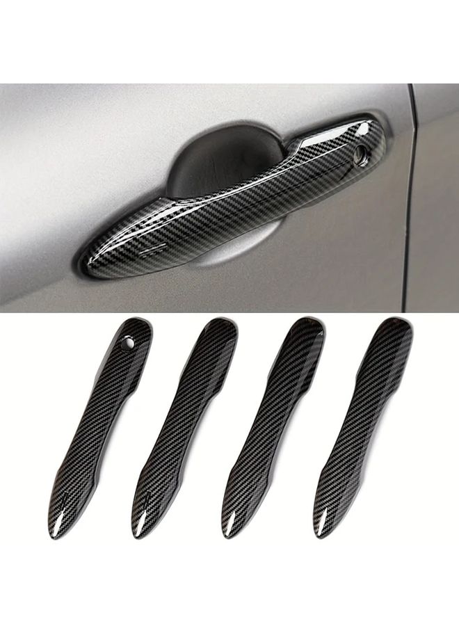 Bright Black Door Handle Covers ABS No Adhesive Polished Finish Chrome Accents Perfect Fit - Image 5