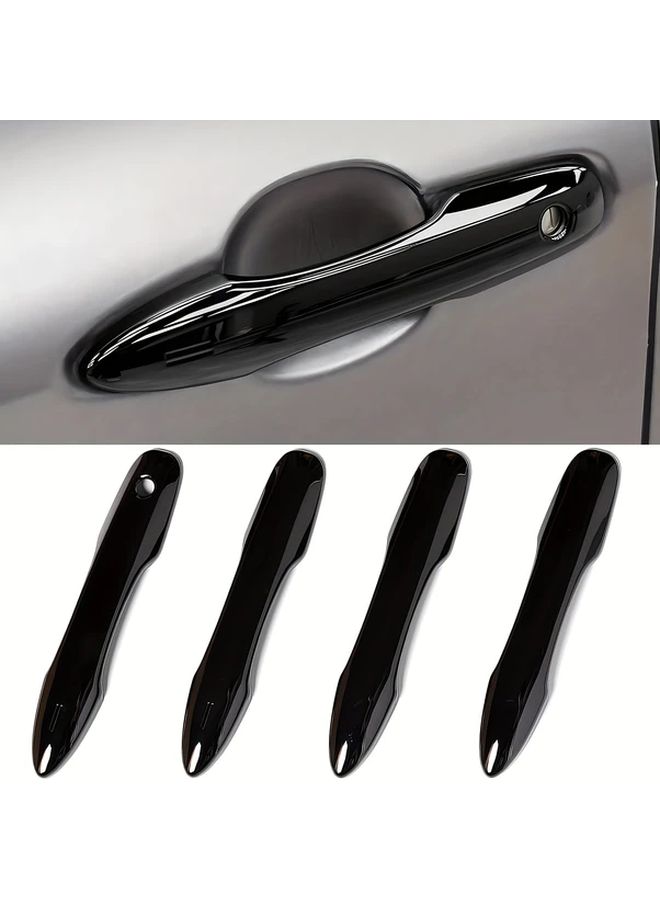 Bright Black Door Handle Covers ABS No Adhesive Polished Finish Chrome Accents Perfect Fit - Image 4