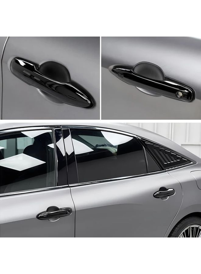 Bright Black Door Handle Covers ABS No Adhesive Polished Finish Chrome Accents Perfect Fit - Image 1
