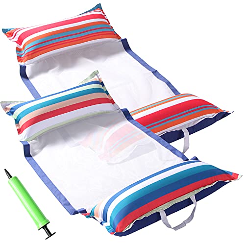FindUWill Fabric Pool Hammock Floats, XL, 2Pack Inflatable Water Hammocks Floaties 4-in-1 (Saddle, Lounge Chair, Hammock, Drifter), Pool Float Lounger for Adults - Image 1