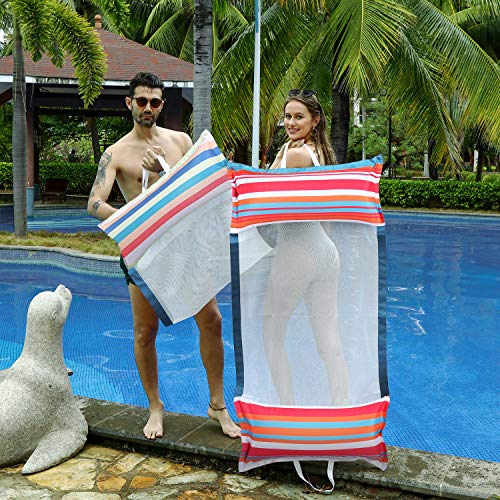 FindUWill Fabric Pool Hammock Floats, XL, 2Pack Inflatable Water Hammocks Floaties 4-in-1 (Saddle, Lounge Chair, Hammock, Drifter), Pool Float Lounger for Adults - Image 4