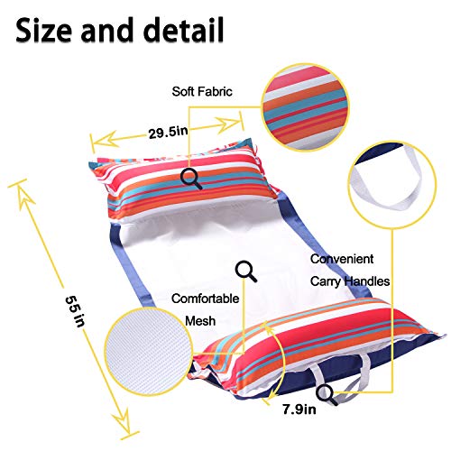 FindUWill Fabric Pool Hammock Floats, XL, 2Pack Inflatable Water Hammocks Floaties 4-in-1 (Saddle, Lounge Chair, Hammock, Drifter), Pool Float Lounger for Adults - Image 5