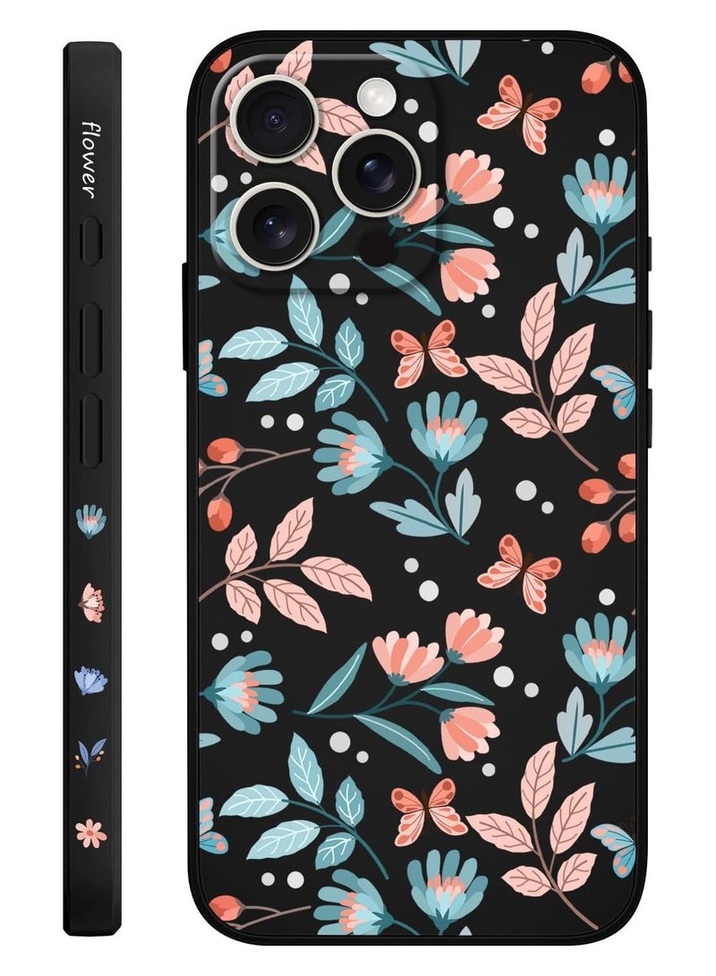 for iPhone 16 Pro Max Case Anti Scratch Microfiber Lining Phone Cover Silicone Ultra Slim Case for iPhone 16 Pro Max 6.9 inch-Leaf Black - Image 1