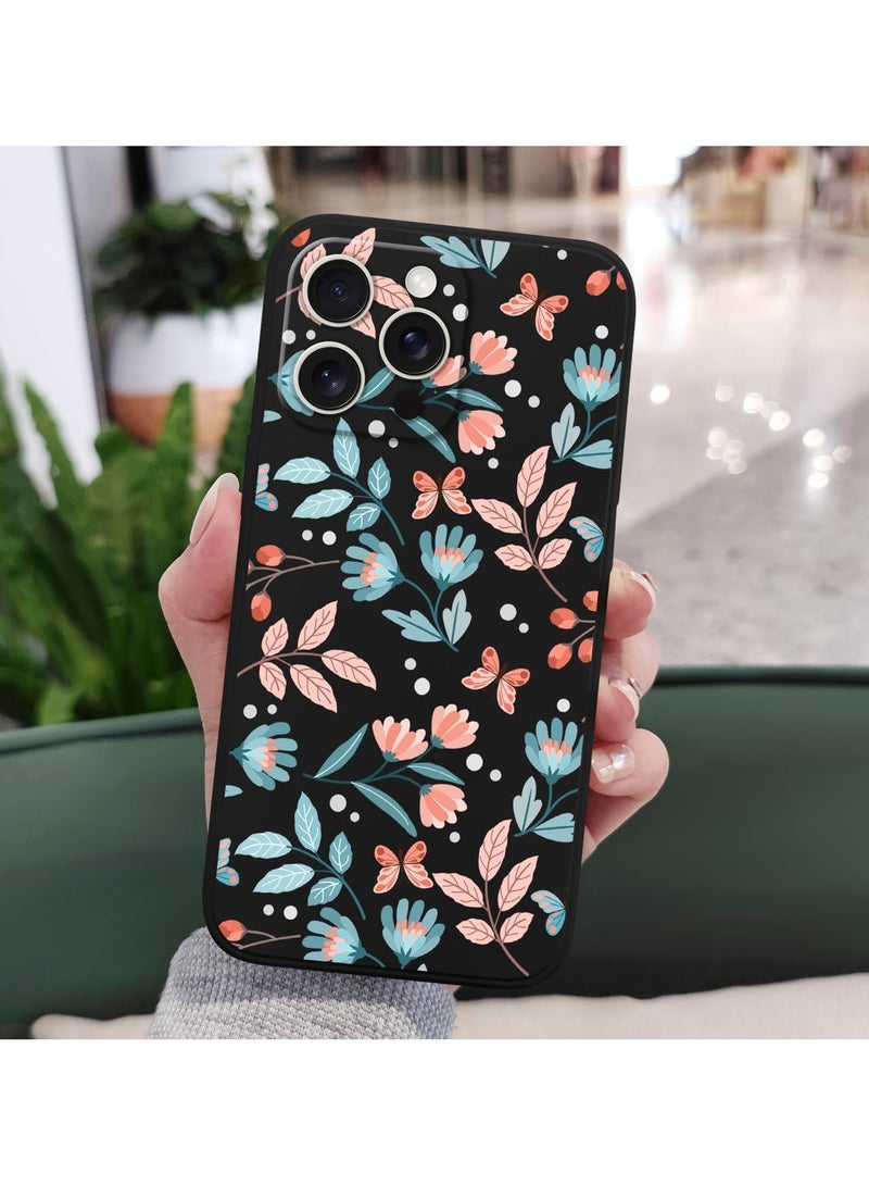 for iPhone 16 Pro Max Case Anti Scratch Microfiber Lining Phone Cover Silicone Ultra Slim Case for iPhone 16 Pro Max 6.9 inch-Leaf Black - Image 3