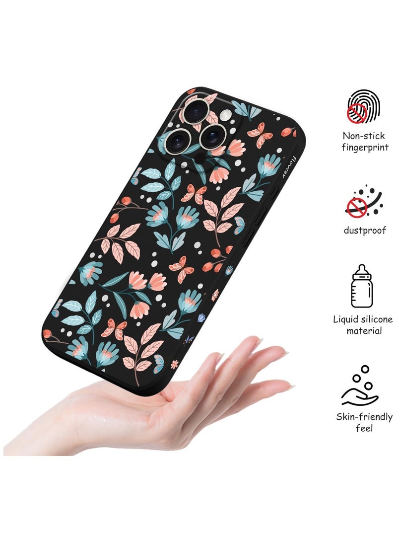 for iPhone 16 Pro Max Case Anti Scratch Microfiber Lining Phone Cover Silicone Ultra Slim Case for iPhone 16 Pro Max 6.9 inch-Leaf Black - Image 5