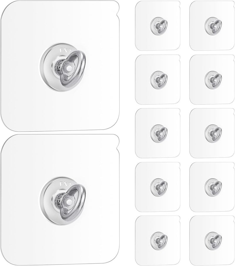 Beeveer 12 Pcs Heavy Duty Adhesive Ceiling Hooks Ceiling Wall Hooks Hangers Without Nails Practical Stainless Steel Waterproof for Indoor Outdoor Home Office Kitchen Hanging Plant - Image 1