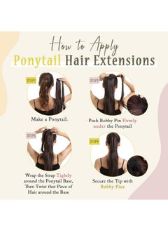 Full Shine Hair Extensions Clip In Ponytail Human Hair Extensions Wrap Around Ponytail Hair Extensions Straight Hair Medium Brown Highlights Honey Blonde 70Grams 12Inch  - Image 5