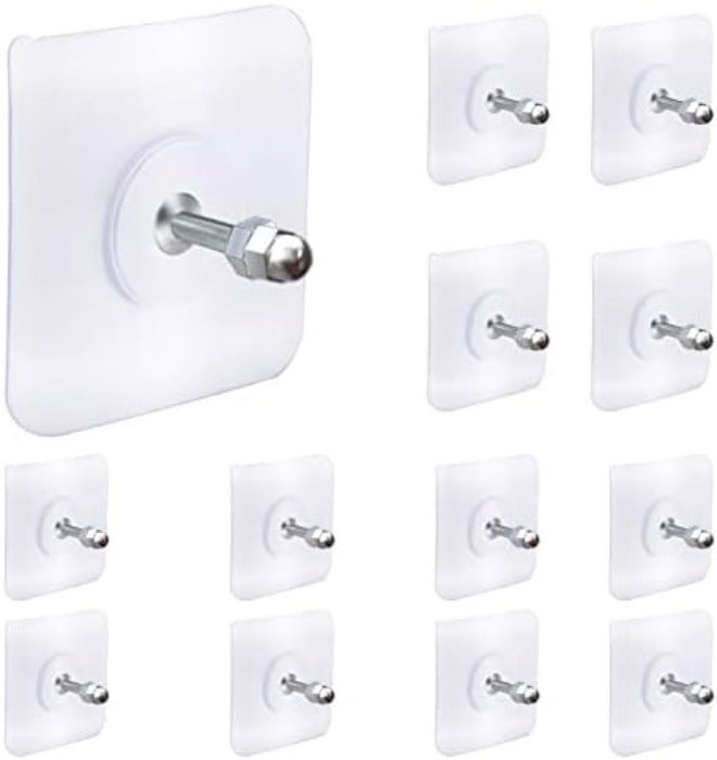 AIERSA 13 Pack Wall Hooks for Hanging,Screw Free Sticker for Mount Wall Shelf, 2 in 1 Reusable Adhesive Hooks Heavy Duty, Waterproof Rustproof and Oilproof for Kitchen, Bathroom, Home, Office(16mm) - Image 1
