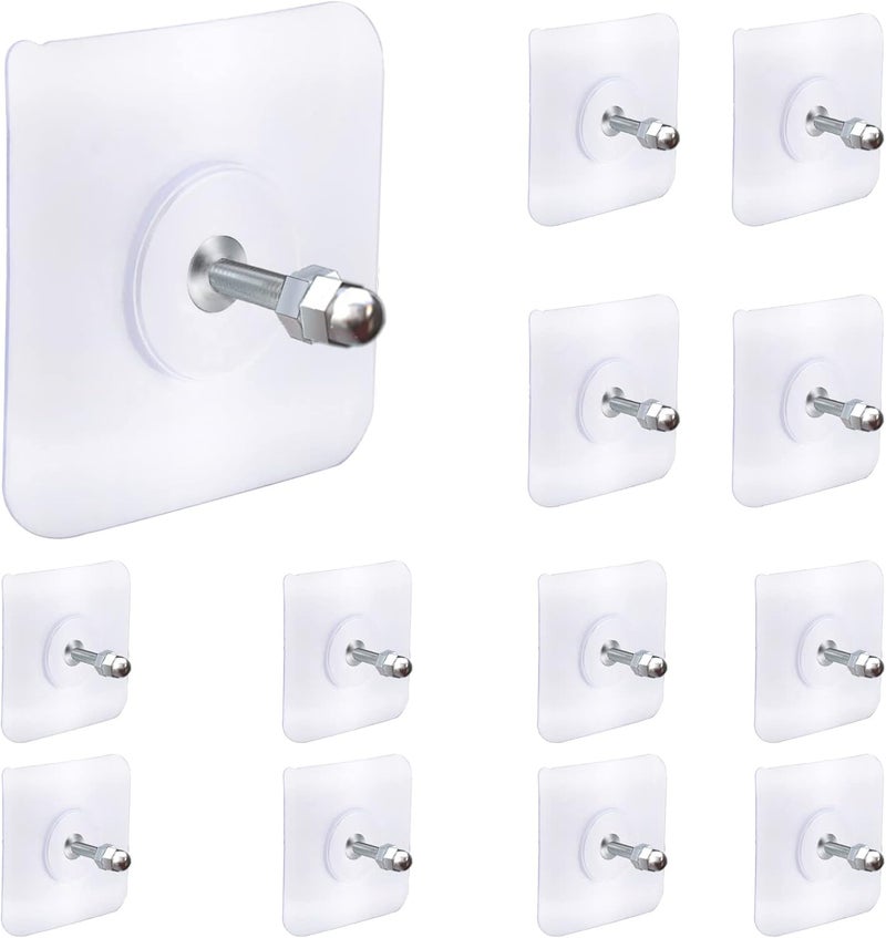 AIERSA 13 Pack Wall Hooks for Hanging,Screw Free Sticker for Mount Wall Shelf, 2 in 1 Reusable Adhesive Hooks Heavy Duty, Waterproof Rustproof and Oilproof for Kitchen, Bathroom, Home, Office(16mm) - Image 2