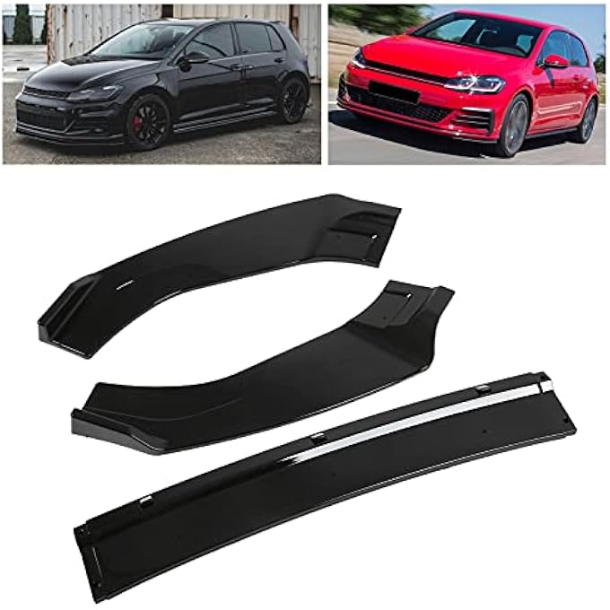 POENVFPO Front Bumper Lip, Automotive Grade ABS Material, Lowers Car for MK7 MK7.5 GTD R 2013-2020, Improves Grip Stability and Aggressive Look (Glossy Black) - Image 2