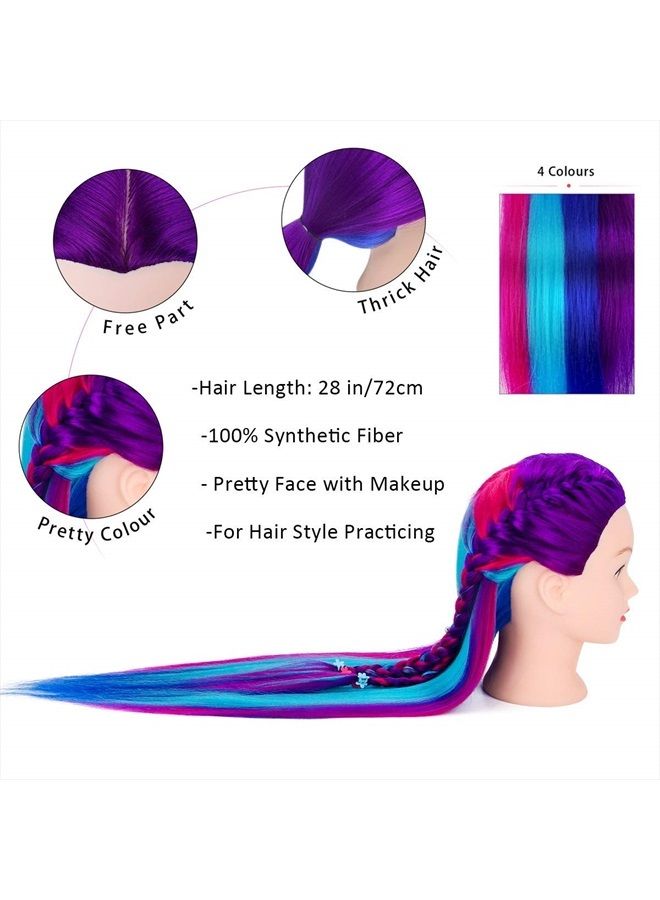 MYSWEETY Mannequin Head with Hair, MYSWEETY 28" Mannequin Head Hair Styling Training Head Manikin Cosmetology Doll Head Synthetic Fiber Hair with Table Clamp & Braiding Kit - Image 4