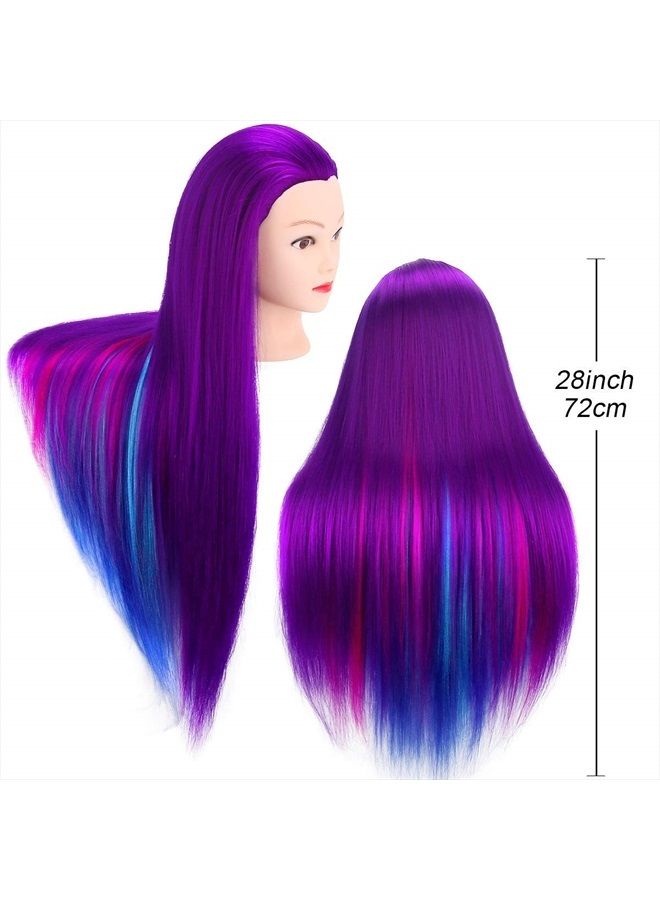 MYSWEETY Mannequin Head with Hair, MYSWEETY 28" Mannequin Head Hair Styling Training Head Manikin Cosmetology Doll Head Synthetic Fiber Hair with Table Clamp & Braiding Kit - Image 2