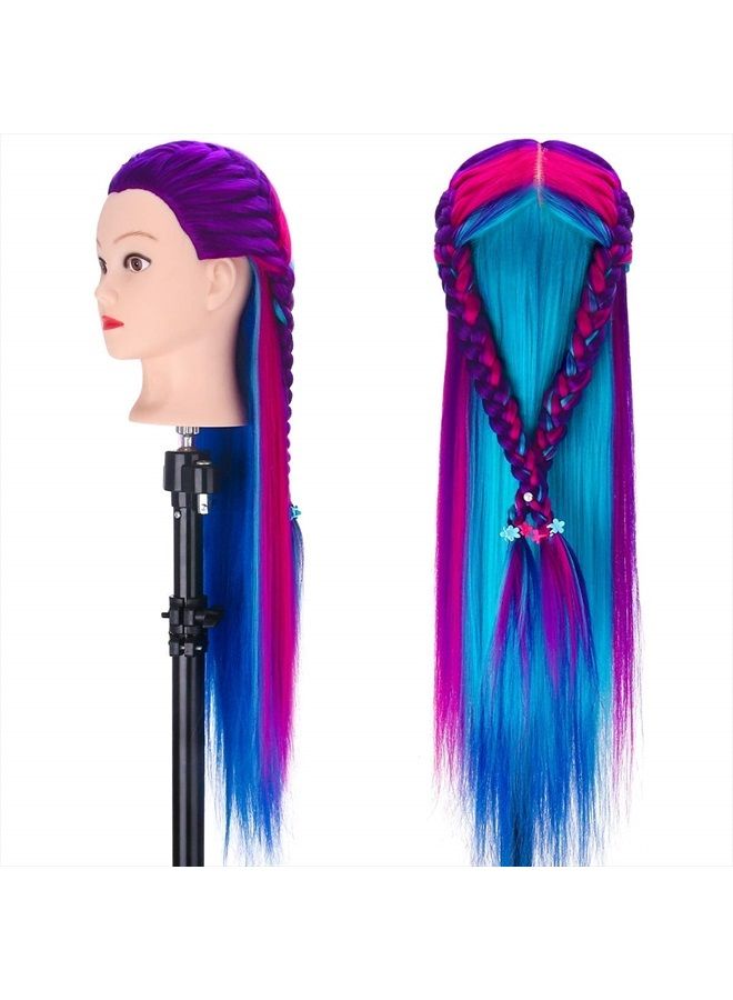 MYSWEETY Mannequin Head with Hair, MYSWEETY 28" Mannequin Head Hair Styling Training Head Manikin Cosmetology Doll Head Synthetic Fiber Hair with Table Clamp & Braiding Kit - Image 3