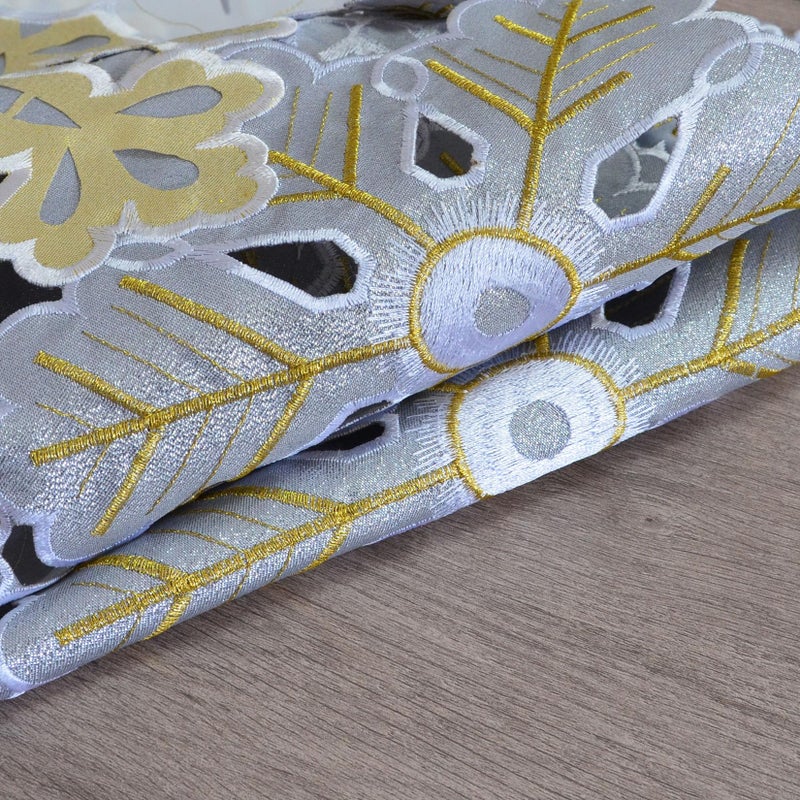 جريلوغو Grelucgo Machine مطرزة وقطع يدوي الفضة والذهنات الجليد الجدول الجدول عداء لعيد الميلاد (14 × 69 بوصة) - Image 4