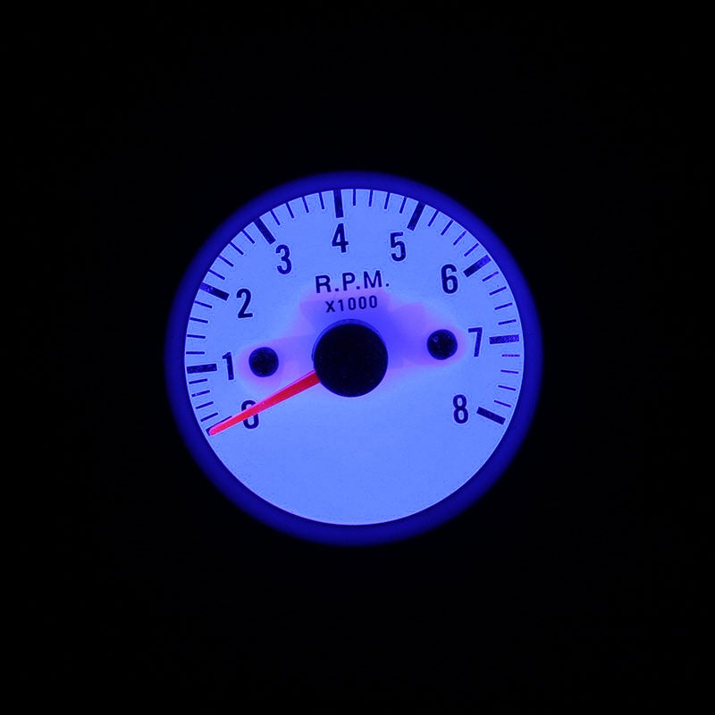 Tachometer Tach Gauge with Holder Cup for Auto Car 2" 52mm 0~8000RPM Blue LED Light - Image 3