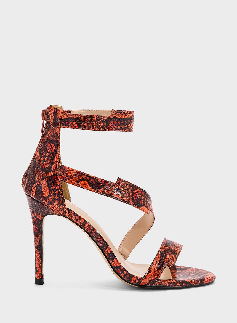 Spot-On Snake Print High Heel Sandal - Image 1