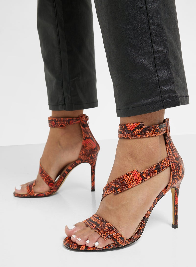 Spot-On Snake Print High Heel Sandal - Image 5