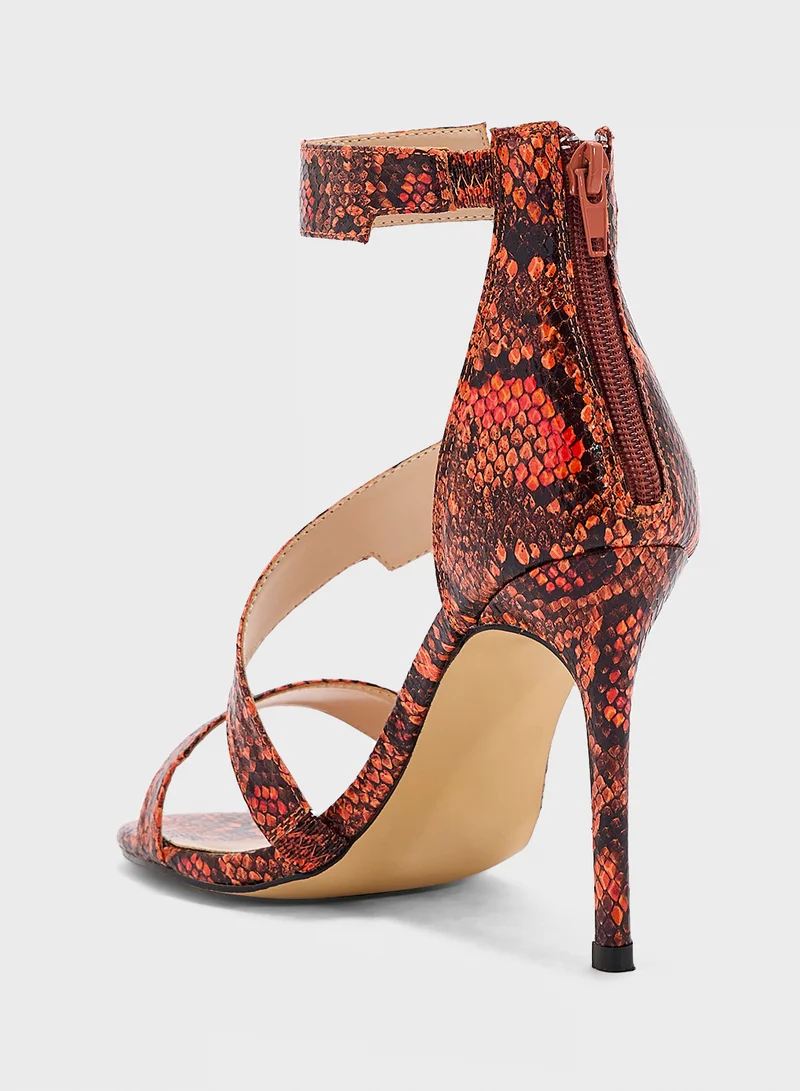 Spot-On Snake Print High Heel Sandal