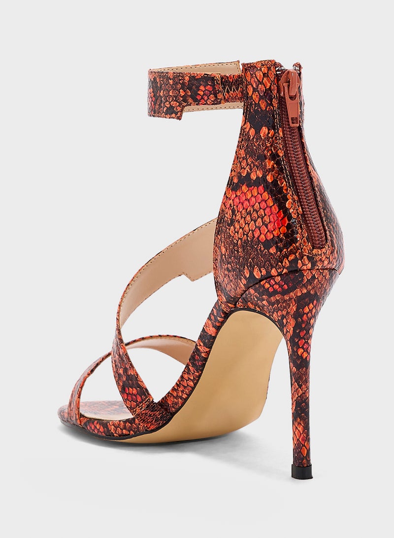 Spot-On Snake Print High Heel Sandal - Image 3