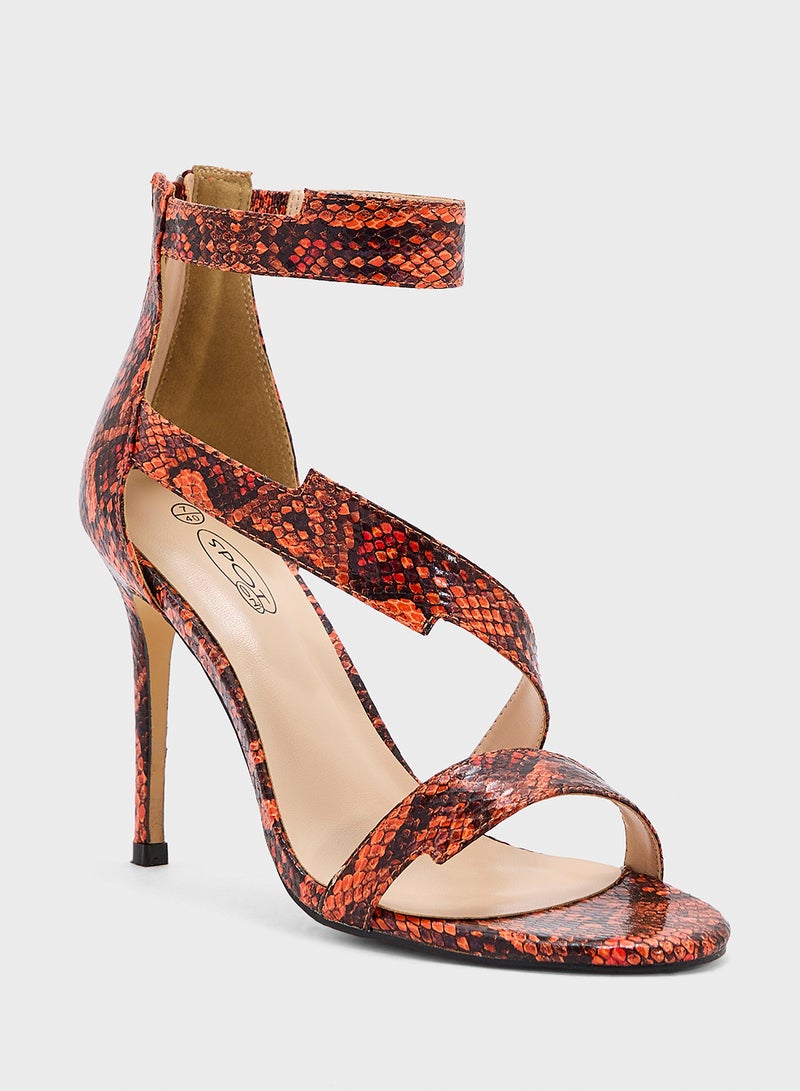 Spot-On Snake Print High Heel Sandal - Image 2