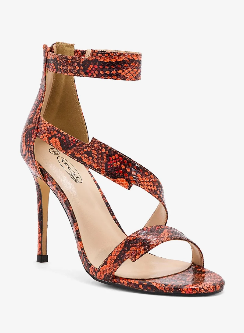 Spot-On Snake Print High Heel Sandal