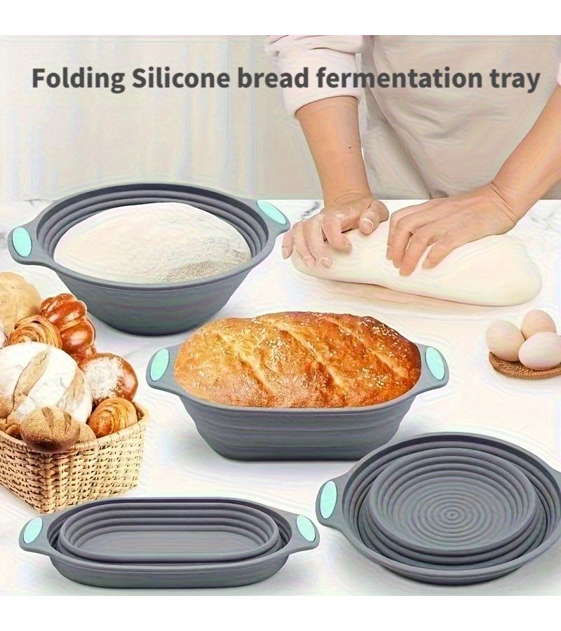 Oval Bread Proofing Basket Silicone Dough Fermentation Basin Baking Tool - Image 1