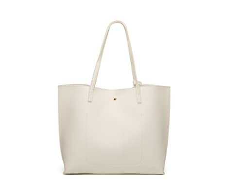 Dreubea Women's Soft Faux Leather Tote Shoulder Bag from, Big Capacity Tassel Handbag White - Image 4
