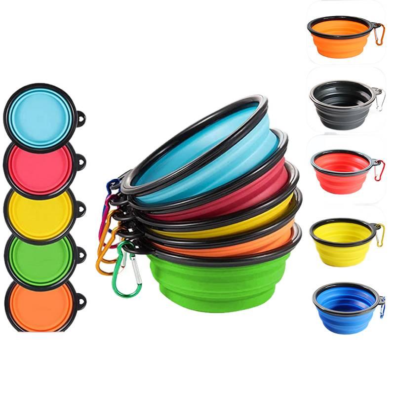 Collapsible Pet Bowl Silicone Portable with Portable Travel Silicone Build and Outdoor Use for dogs cats walks and outdoor feeding Blue - Image 1