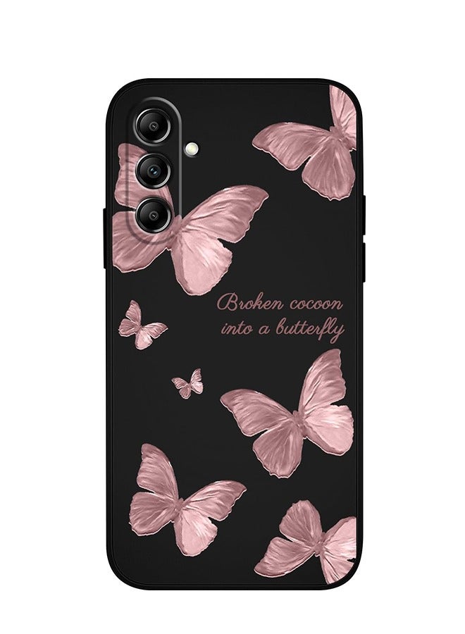 يونيك جراب سامسونج جالاكسي A16 - فلاهور فراشة مضاد للانزلاق مقاوم للصدمات ومرونة واقي سيليكون ناعم لهاتف سامسونج جالاكسي A16 جراب - أسود / وردي - Image 1