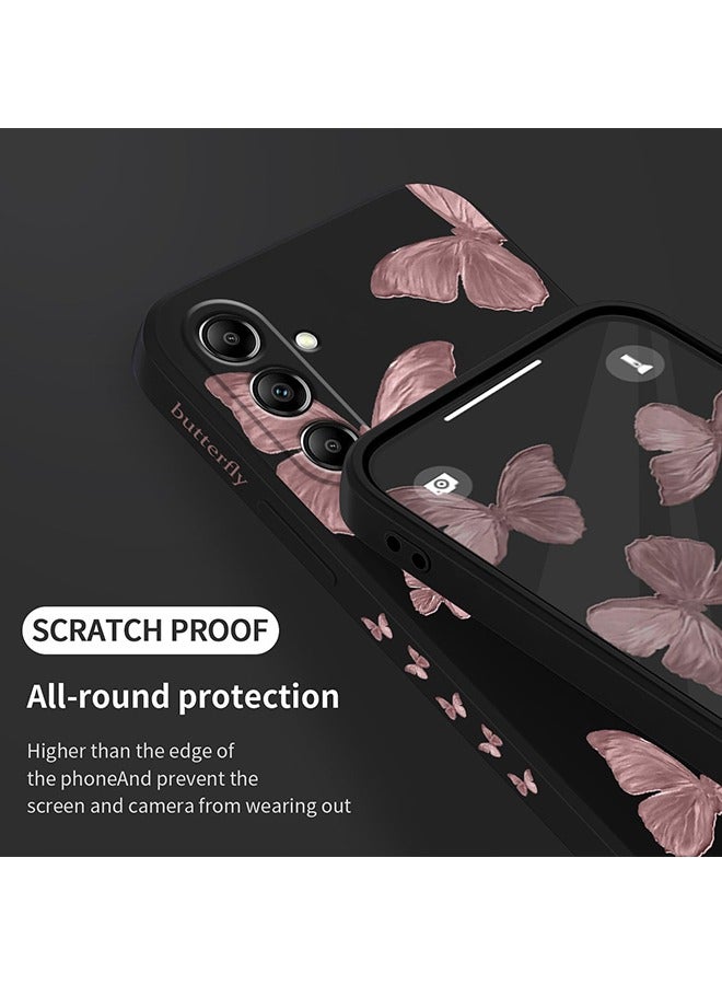 يونيك جراب سامسونج جالاكسي A16 - فلاهور فراشة مضاد للانزلاق مقاوم للصدمات ومرونة واقي سيليكون ناعم لهاتف سامسونج جالاكسي A16 جراب - أسود / وردي - Image 4