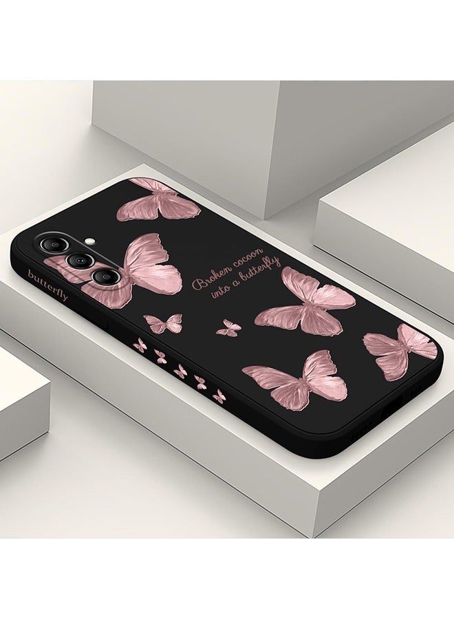 يونيك جراب سامسونج جالاكسي A16 - فلاهور فراشة مضاد للانزلاق مقاوم للصدمات ومرونة واقي سيليكون ناعم لهاتف سامسونج جالاكسي A16 جراب - أسود / وردي - Image 5