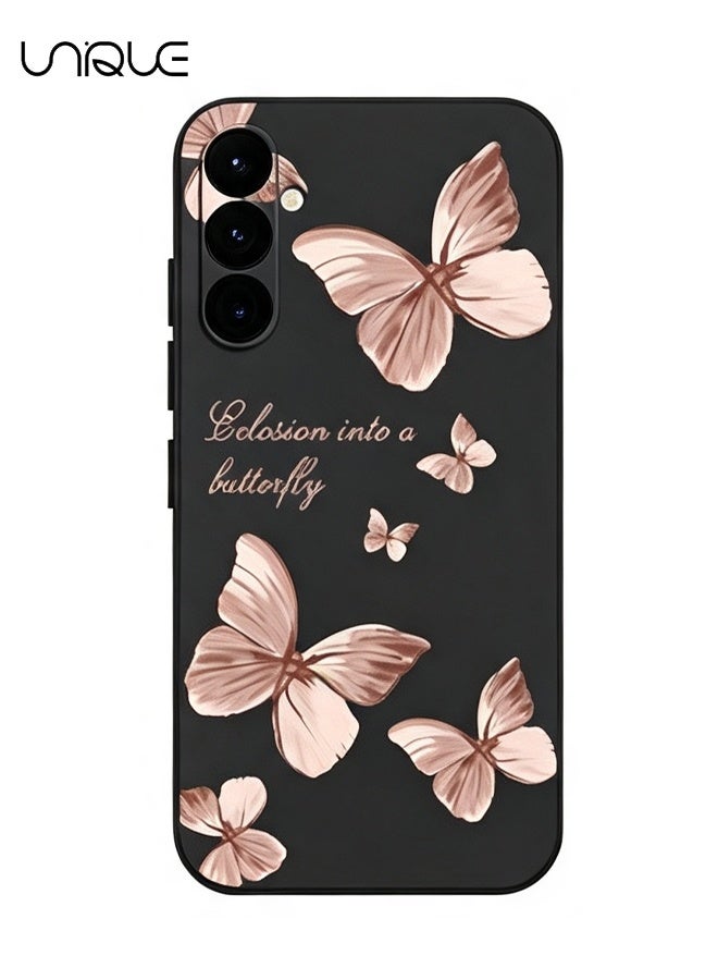 Unique For Samsung Galaxy A16 Case - Flowers Butterfly Anti Slip Shockproof Flexibility Soft Silicone Protector Phone for Samsung Galaxy A16 Case - Black/Pink - Image 1