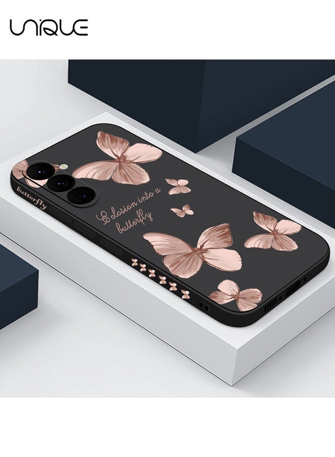 Unique For Samsung Galaxy A16 Case - Flowers Butterfly Anti Slip Shockproof Flexibility Soft Silicone Protector Phone for Samsung Galaxy A16 Case - Black/Pink - Image 5