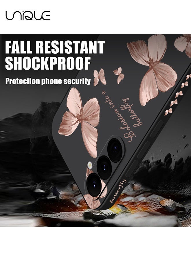 Unique For Samsung Galaxy A16 Case - Flowers Butterfly Anti Slip Shockproof Flexibility Soft Silicone Protector Phone for Samsung Galaxy A16 Case - Black/Pink - Image 2