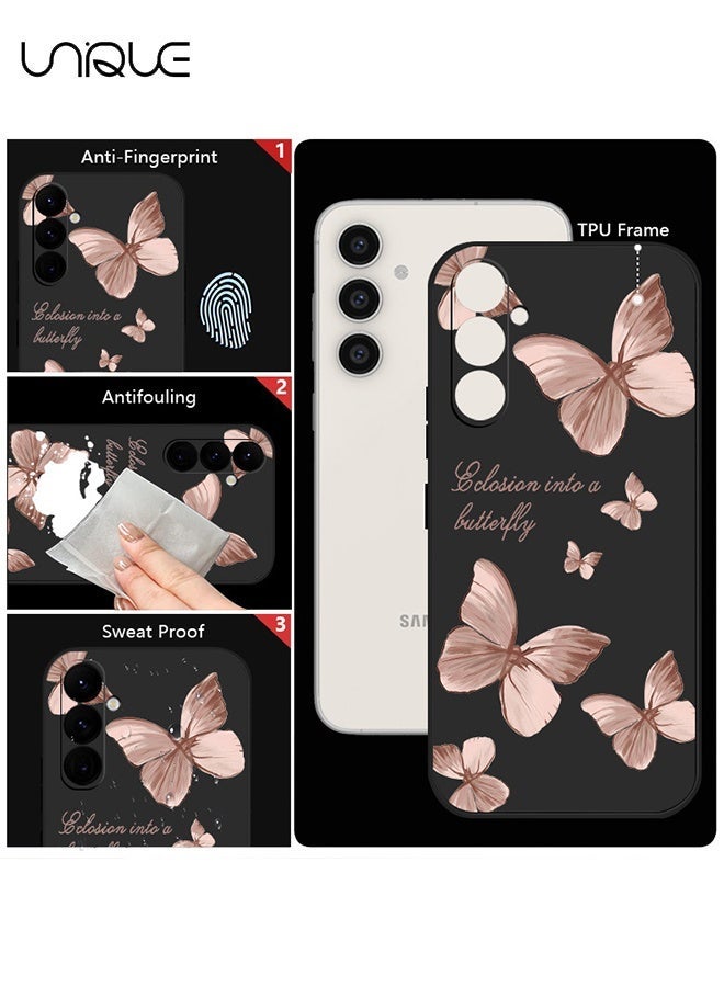 Unique For Samsung Galaxy A16 Case - Flowers Butterfly Anti Slip Shockproof Flexibility Soft Silicone Protector Phone for Samsung Galaxy A16 Case - Black/Pink - Image 4