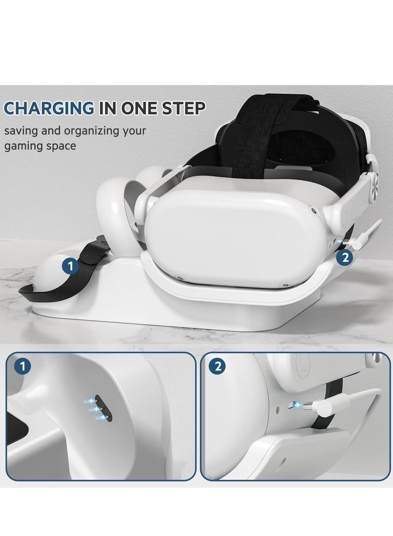 Charging Dock for Quest 2 VR Headset Charging Stand for Oculus/Meta Quest 2 High Speed Charging Station for VR Headset and Touch Controllers, Quick Charging with Colorful LED Indicator - Image 4