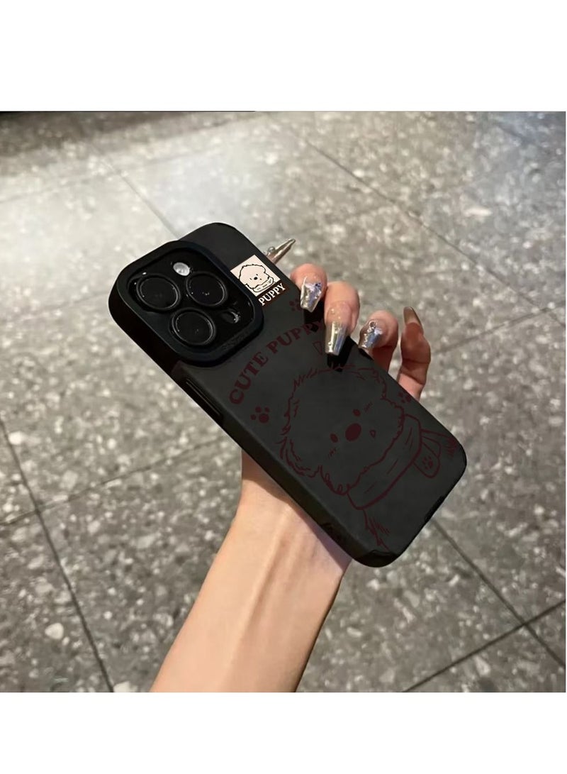 NIBEMINENT Scarf Puppy Protective TPU Case Cover For IPhone 15 Pro Max, Black