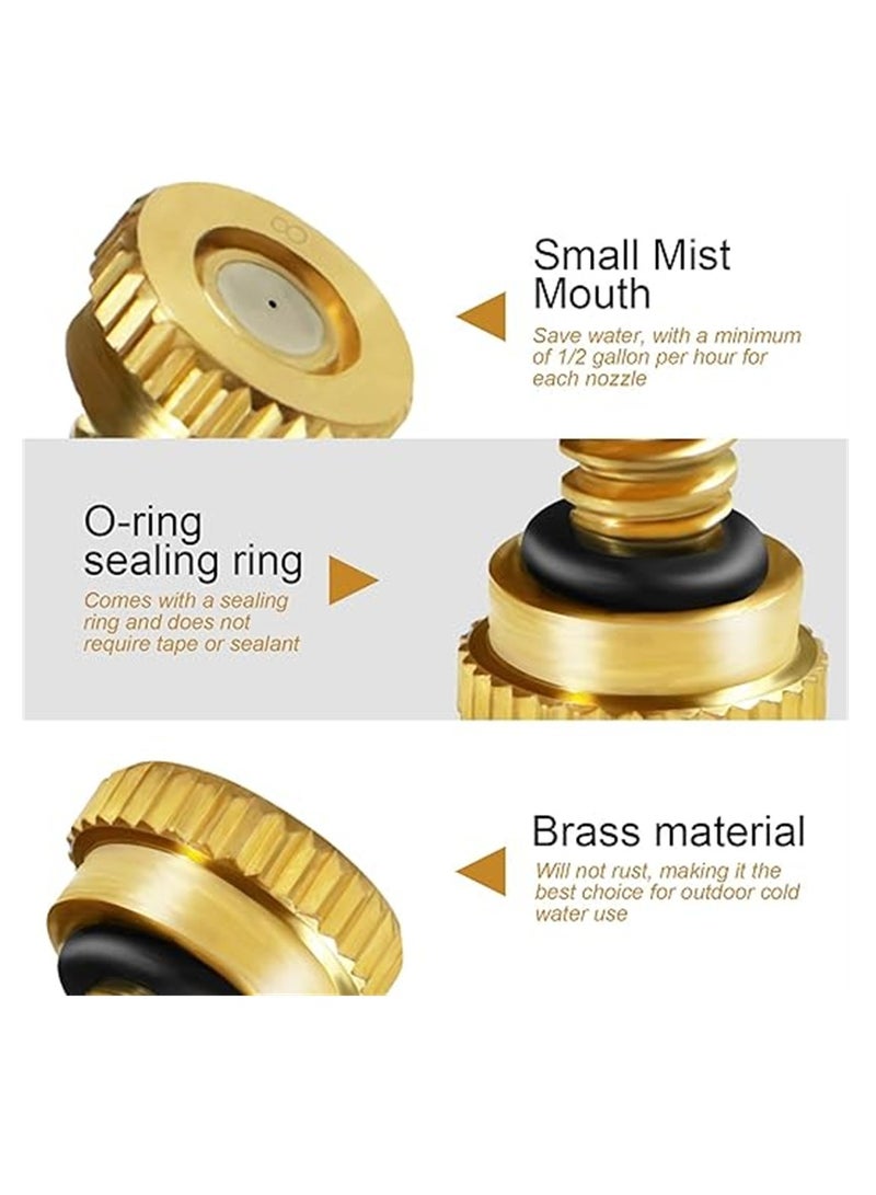 SYOSI Brass Misting Nozzles, for Outdoor Cooling System, Landscaping, Greenhouse Irrigation, Air Humidification, Anti-Drip Fogging Spray Head, 0.8 mm, 30 Pcs - Image 3