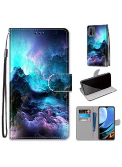 HuHa Case Cover For Xiaomi Redmi Note 9 4G / 9 Power Coloured Drawing Cross Texture Horizontal Flip PU Leather Case with Holder & Card Slots & Wallet & Lanyard Colorful Clouds 