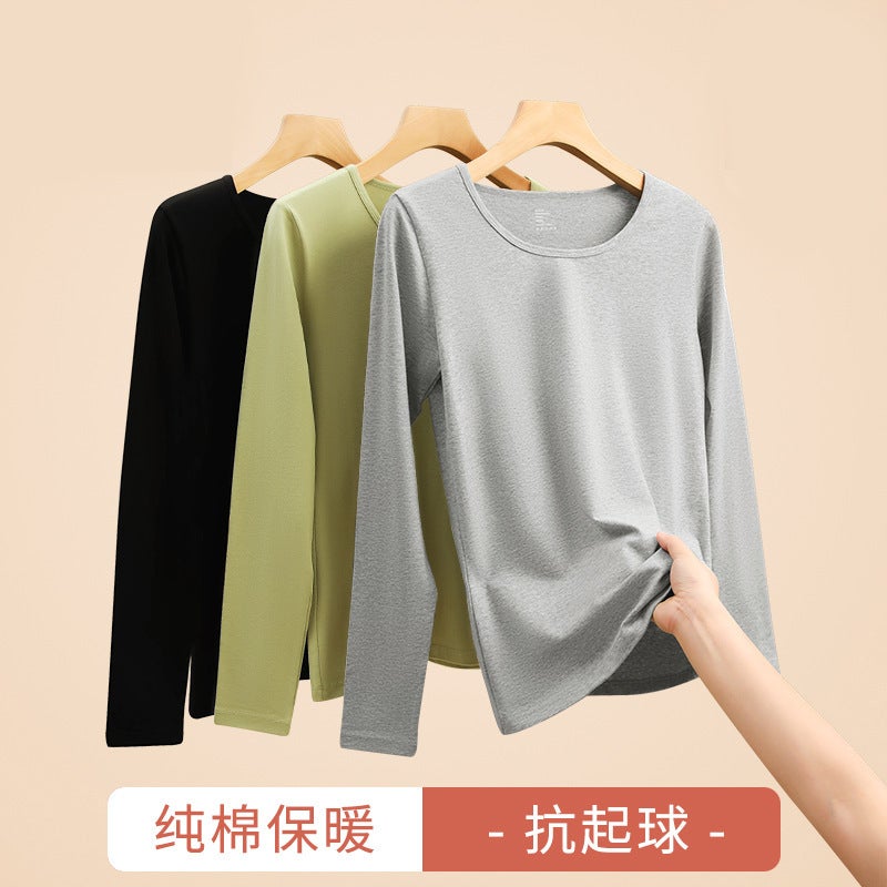 Pure Cotton Thermal Underwear Women'S Autumn Clothes And Pants Men'S Round Neck Cotton Sweater Thin Thermal Clothing Anti-Pilling Class A Cotton - Image 2