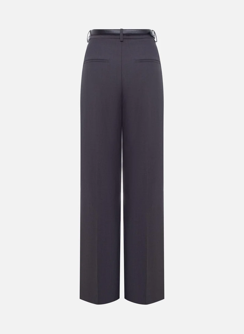 Lichi Straight suiting trousers with eco-leather belt