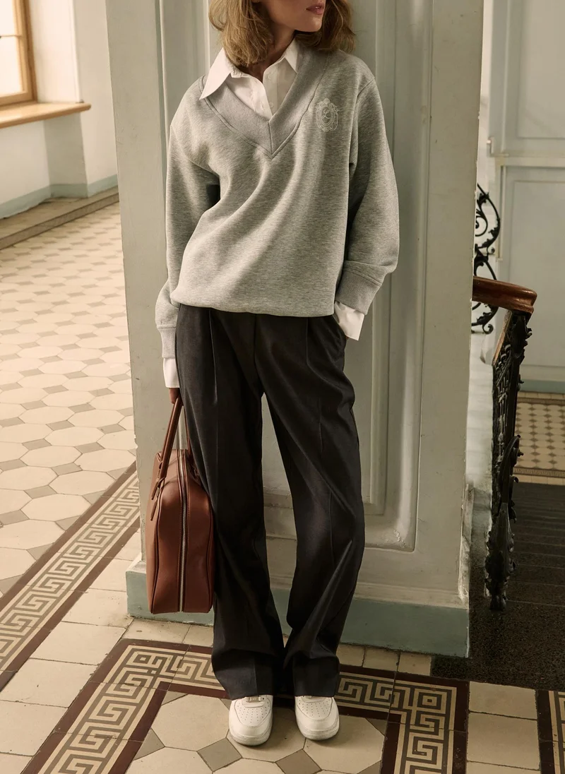 Lichi Straight suiting trousers with eco-leather belt