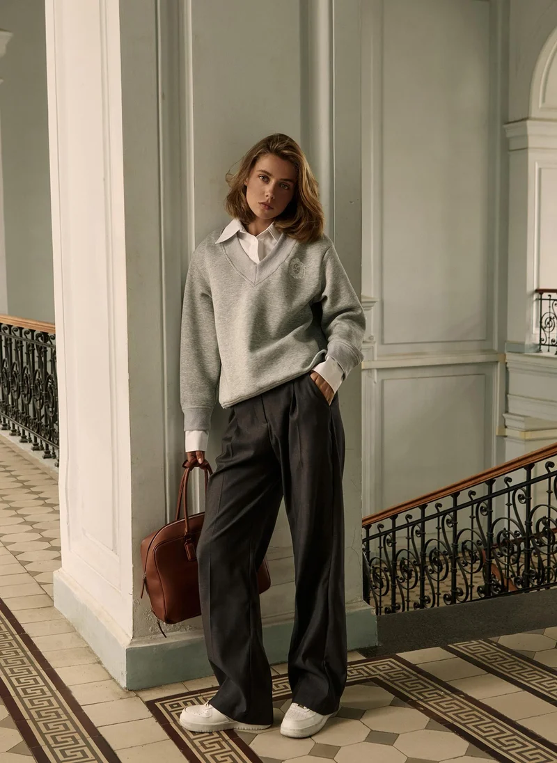 Lichi Straight suiting trousers with eco-leather belt