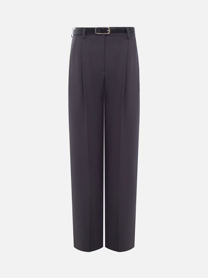 Lichi Straight suiting trousers with eco-leather belt
