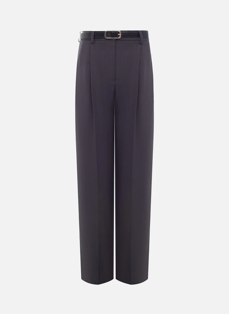 Lichi Straight suiting trousers with eco-leather belt