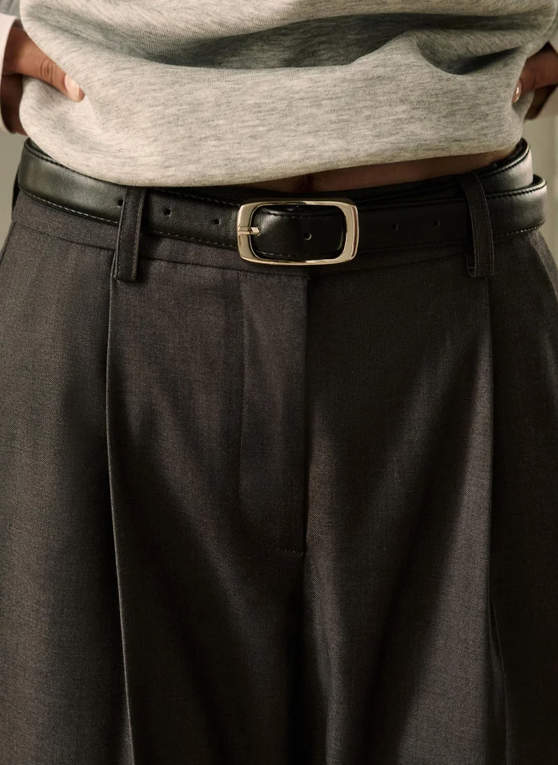 Lichi  Straight suiting trousers with eco-leather belt for Women | Best Price UAE