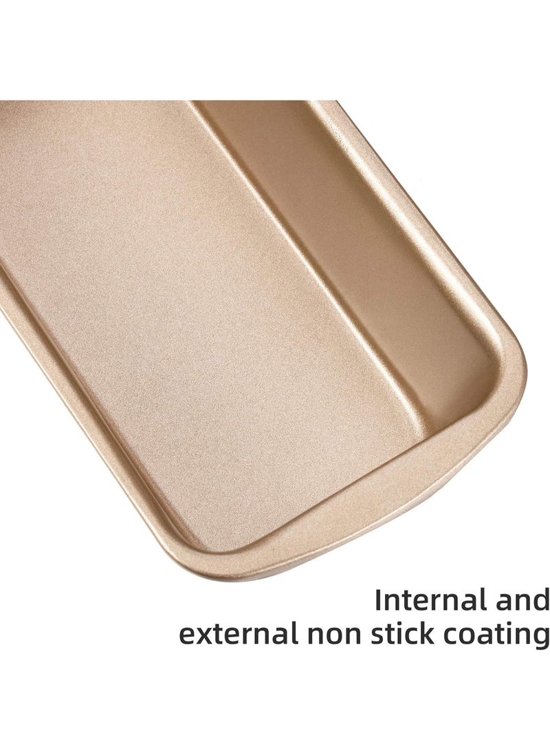 4 Pack Small Loaf Pans for Baking Bread Non Stick Bread Pan Rectangle Baking Tray Toast Mold(Gold,7.2 x 3.7 Inch) - Image 5
