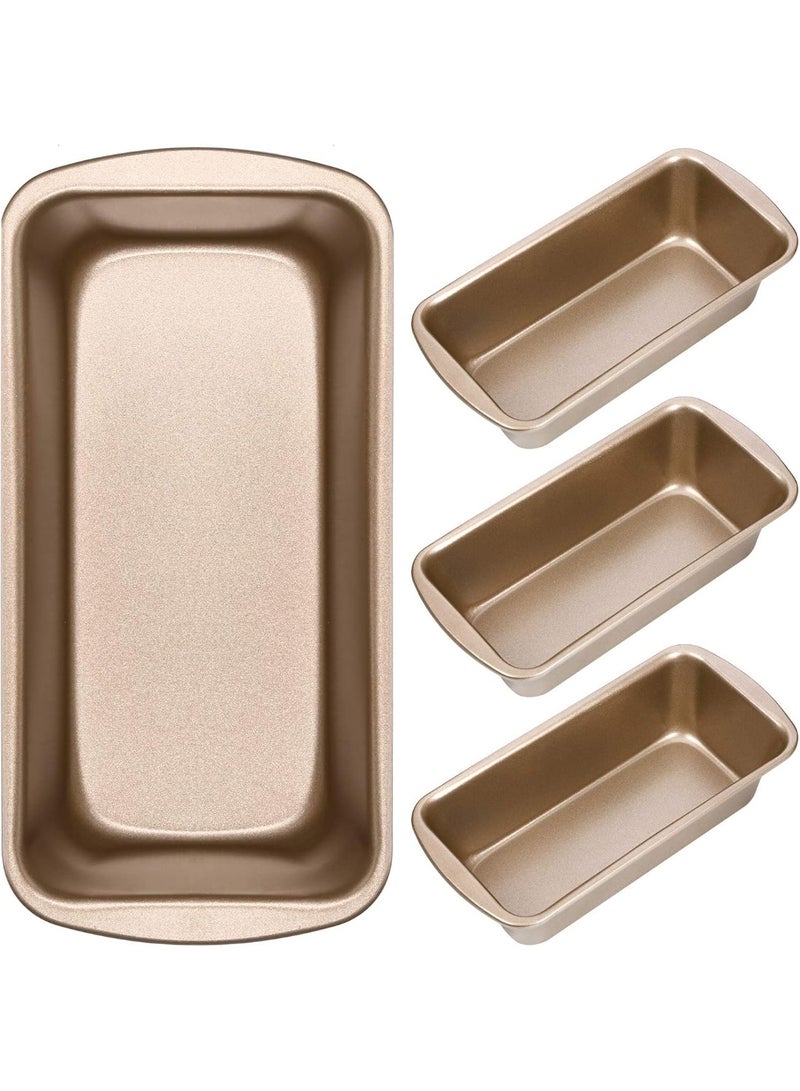 4 Pack Small Loaf Pans for Baking Bread Non Stick Bread Pan Rectangle Baking Tray Toast Mold(Gold,7.2 x 3.7 Inch) - Image 1